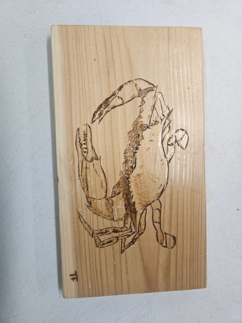 🌿 Crab Pyrography – Hand-Burned Aquatic Art by Tom Foxwell