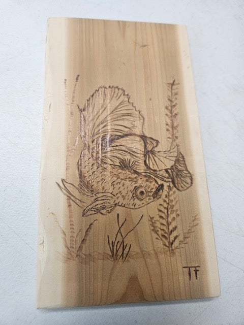 ๐ฟ Flowing Betta Pyrography โ Hand-Burned Aquascape Art by Tom Foxwell