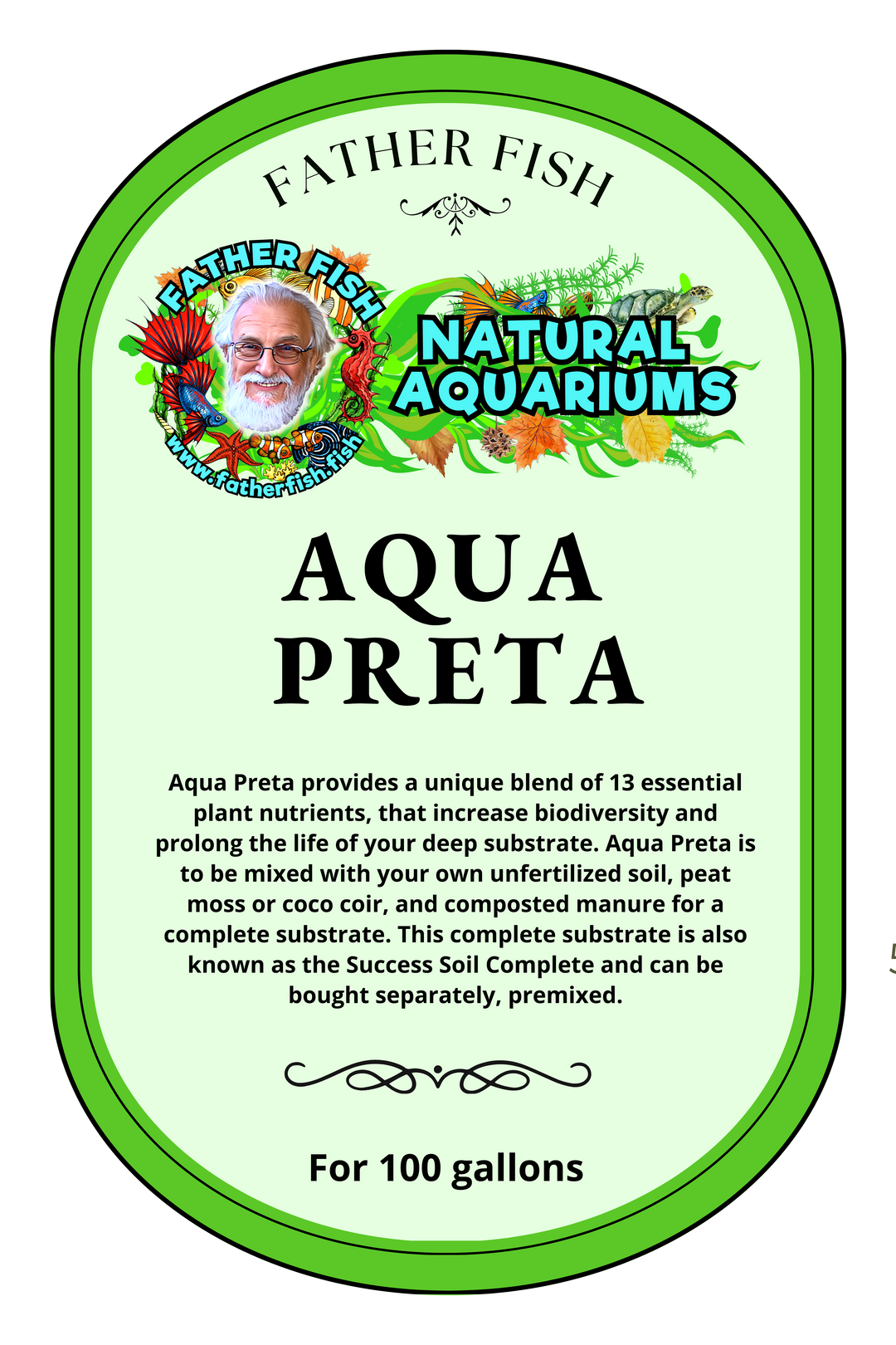 Father Fish Aqua Preta Supplement bag front label